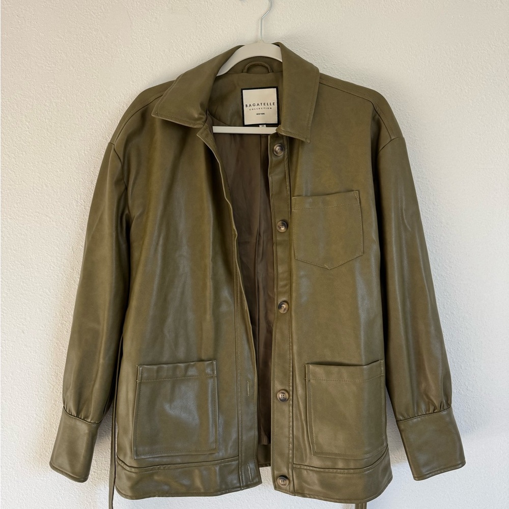 Bagatelle Olive Leather Field Jacket